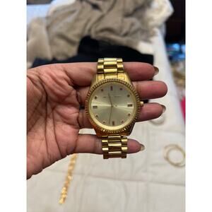 Michael Kors MK3246 Women's Blake Gold-Tone Watch with Pink Crystal Markers